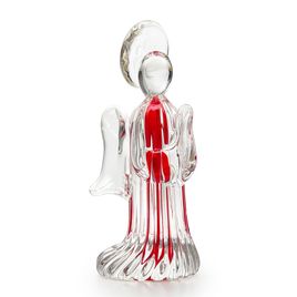 Small Glass Angel Figurine Red Application Murano Style Art Glass