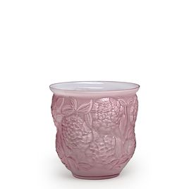 Cachepot Vase Flowers Purple Milky Murano Style Art Glass