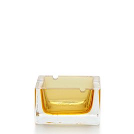 President Glass Ashtray Amber Murano Style Art Glass
