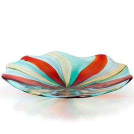 Decorative Bowl with Colored Canes Murano Style Art Glass