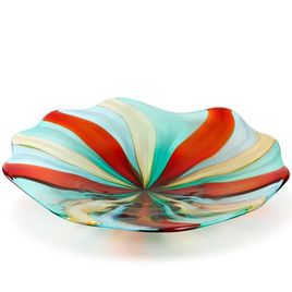 Decorative Bowl with Colored Canes Murano Style Art Glass