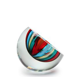 Bowl Drop Diagonal with Colored Canes Murano Style Art Glass