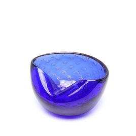 Bowl 1 Bubble Effect Blue with Gold Murano Style Art Glass