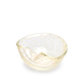 Bowl 1 Bubble Effect Transparent with Gold Murano Style Art Glass