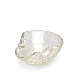 Bowl 2 Bubble Effect Transparent with Gold Murano Style Art Glass