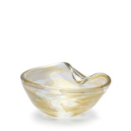 Bowl 1 Transparent Golden Details Murano Style Art Glass