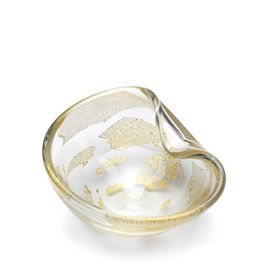 Bowl 1 Transparent Golden Details Murano Style Art Glass