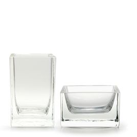 Set with Pen and Paper Clip Holder Transparent Murano Style Art Glass