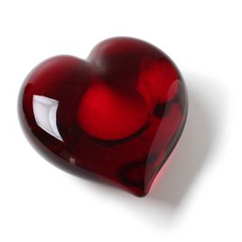 Large Red Heart Glass Paperweight Murano Style Art Glass