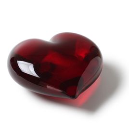 Large Red Heart Glass Paperweight Murano Style Art Glass