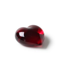 Small Red Heart Glass Paperweight Murano Style Art Glass
