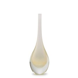 Small Tall Drop Glass Vase White with Gold Murano Style Art Glass
