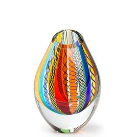 Low Drop Glass Vase Hippie Murano Style Art Glass