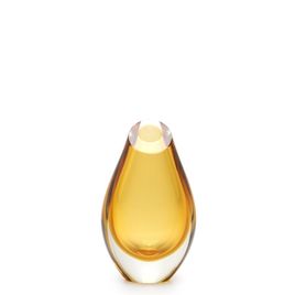 Small Low Drop Glass Vase Amber Murano Style Art Glass
