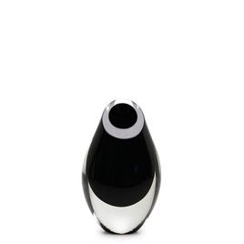 Small Low Drop Glass Vase Black Murano Style Art Glass