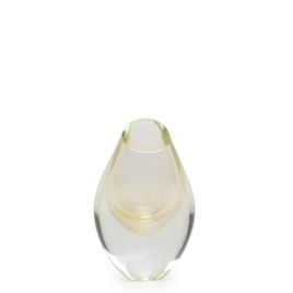 Small Low Drop Glass Vase Transparent with Gold Murano Style Art Glass