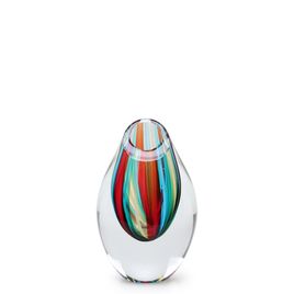 Small Low Drop Glass Vase with Colored Canes Murano Style Art Glass