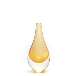 Small Medium Drop Glass Vase Amber with Gold Murano Style Art Glass