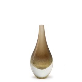 Small Medium Drop Glass Vase Smoky with Gold Murano Style Art Glass