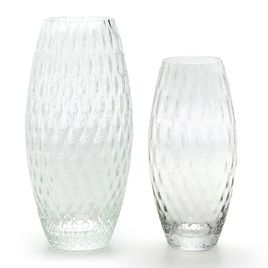Pair of Vases Oliva Baloton Transparent Murano Style Art Glass