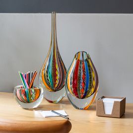 Tall Drop Glass Vase Hippie Murano Style Art Glass