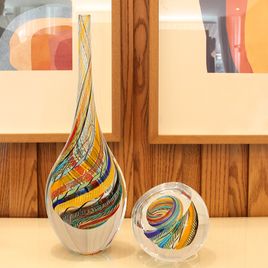 Tall Drop Glass Vase Twisted Hippie Murano Style Art Glass