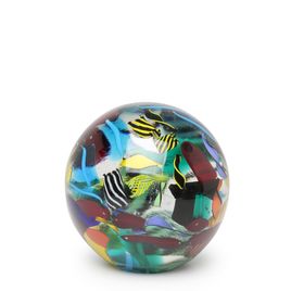 Ball Paperweight Hippie Colored Canes Murano Style Art Glass