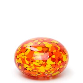 Flat Paperweight Multicolor Yellow, Orange and Coral Murano Style Art Glass