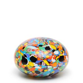 Flat Paperweight Multicolor Colored Murano Style Art Glass