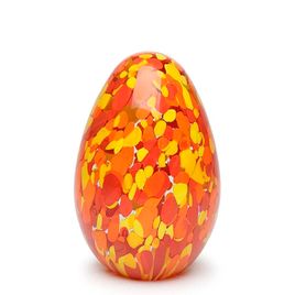Egg Paperweight Multicolor Yellow, Orange and Coral Murano Style Art Glass