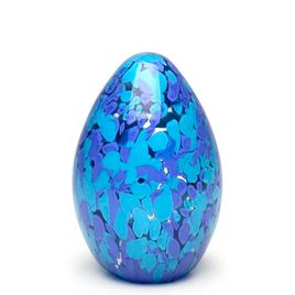 Egg Paperweight Multicolor Blue and Aquamarine Murano Style Art Glass