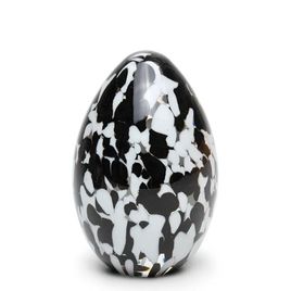 Egg Paperweight Multicolor Black and White Murano Style Art Glass