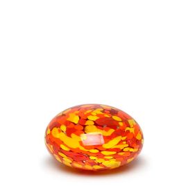 Small Flat Paperweight Multicolor Yellow, Orange and Coral Murano Style Art Glass