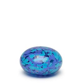 Small Flat Paperweight Multicolor Blue and Aquamarine Murano Style Art Glass
