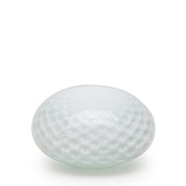 Flat Paperweight Bubble Effect White Murano Style Art Glass