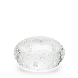 Flat Paperweight Bubble Effect Transparent Murano Style Art Glass