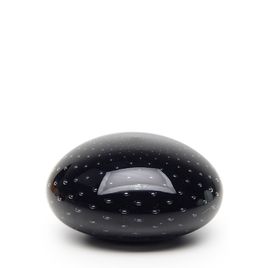 Flat Paperweight Bubble Effect Black Murano Style Art Glass