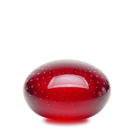 Flat Paperweight Bubble Effect Red Murano Style Art Glass