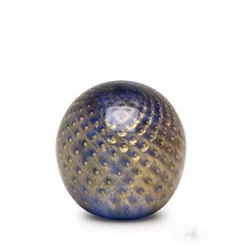 Ball Paperweight Bubble Effect Aquamarine with Gold Murano Style Art Glass