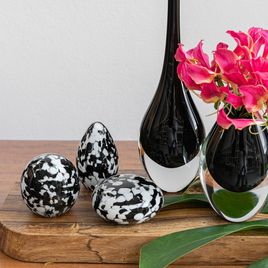 Small Egg Paperweight Multicolor Black and White Murano Style Art Glass