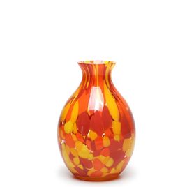 Small Glass Vase 65 Multicolor Yellow, Orange and Coral Murano Style Art Glass
