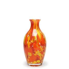 Small Glass Vase 67 Multicolor Yellow, Orange and Coral Murano Style Art Glass