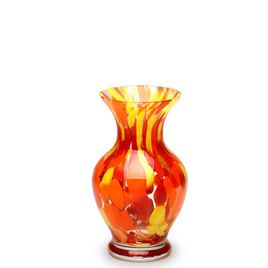 Small Glass Vase 78 Multicolor Yellow, Orange and Coral Murano Style Art Glass