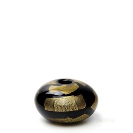 Flat Small Glass Vase Black Golden Effect Murano Style Art Glass