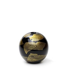 Ball Small Glass Vase Black Golden Effect Murano Style Art Glass