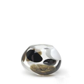 Small Glass Vase Colors Stains Model 3 White, Smoky and Black with Gold Murano Style Art Glass