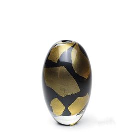 Egg Small Glass Vase Black Golden Effect Murano Style Art Glass