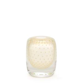 Square Small Glass Vase Model 3 Bubble Effect White with Gold Murano Style Art Glass