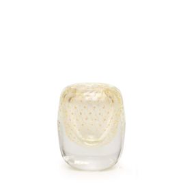 Square Small Glass Vase Model 3 Bubble Effect Transparent with Gold Murano Style Art Glass