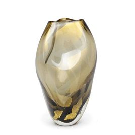 Small Glass Vase Roca Model 2 Smoky Golden Effect Murano Style Art Glass